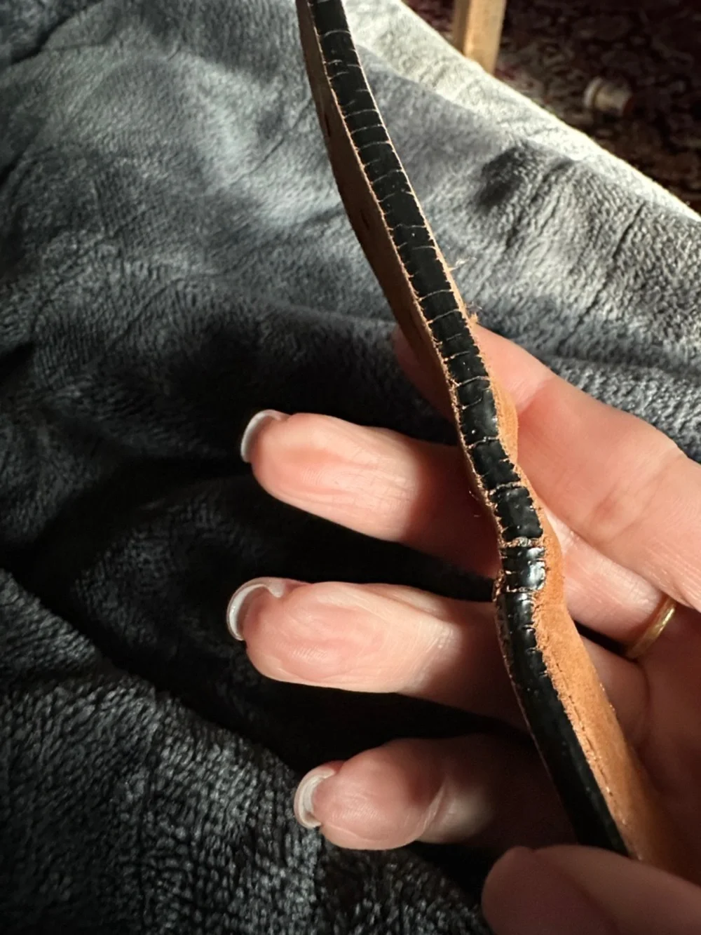 Leather and Canvas Belt with Embroidered Sailboats
